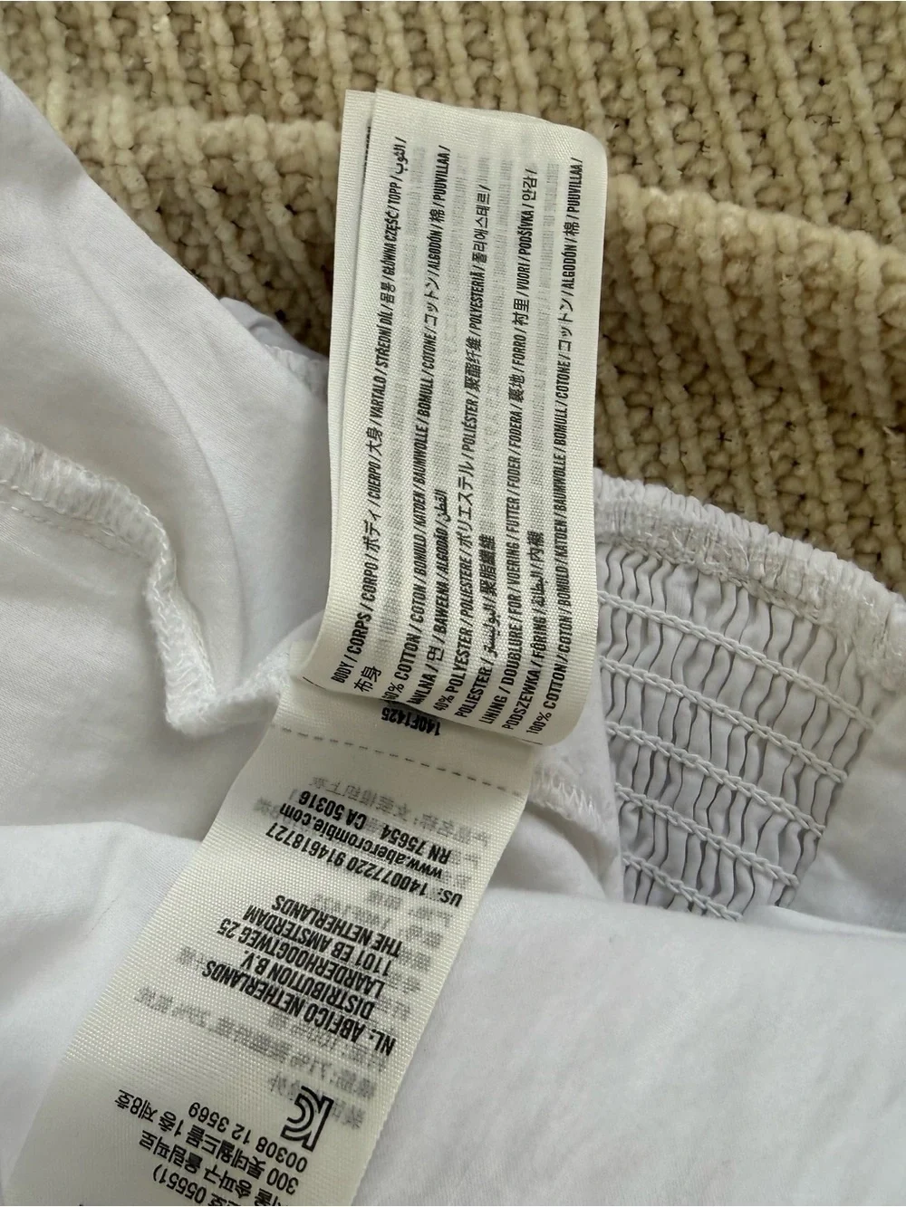 Abercrombie & Fitch White Poplin Puff Sleeve O Ring Ruched Cutout Crop Top M